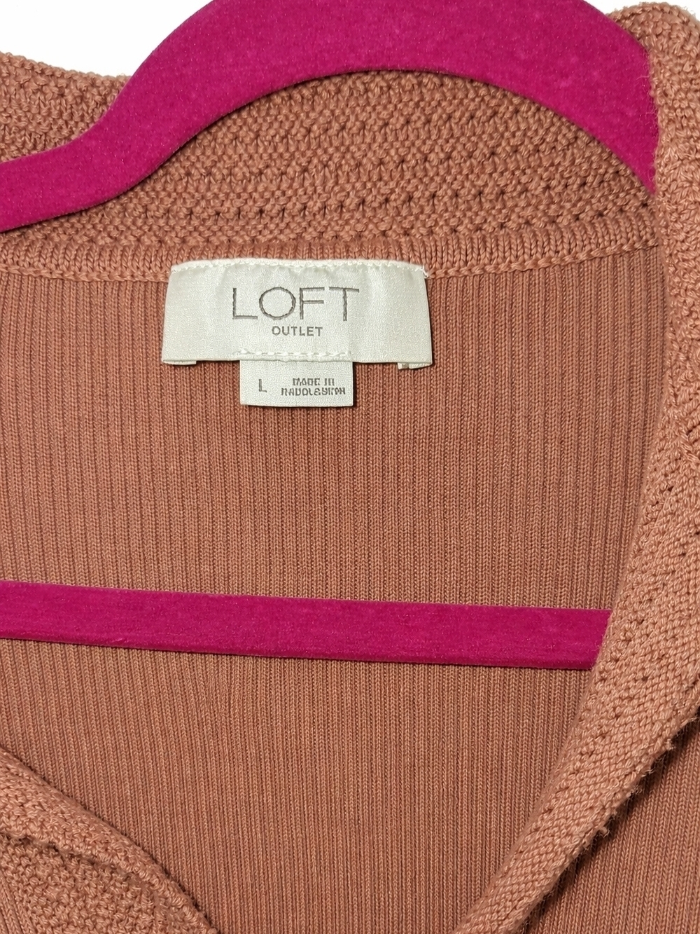 LOFT Rust Short-Sleeve Ribbed Polo Top - Picture 2 of 2